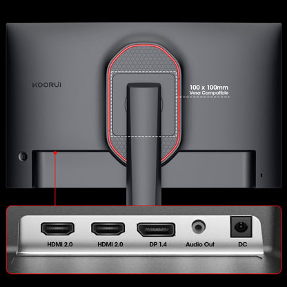 KOORUI Gaming Monitor, QHD 24" Nano IPS Monitor, 1440P 165Hz Computer Monitor, 1ms 2K PC Monitor, 100% sRGB, Adaptive Sync, Height/Tilt/Pivot Adjustment, HDMI, DisplayPort, GP01