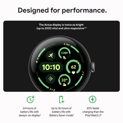Google Pixel Watch 3 (41mm) Latest Model - Android Smartwatch, Heart Rate Tracking, Fitbit Advanced Running, Fitness Insights, 24-Hour Battery - Matte Black Aluminum Case - Obsidian Band - Wi-Fi