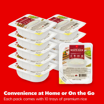 IRIS Instant White Rice (10 Pack), Ultra Premium Japanese Short Grain Sushi Sticky Rice, Microwave for 80 seconds (1.2 Minutes), Gluten Free Vegan, Grown Polished and Packed in Japan