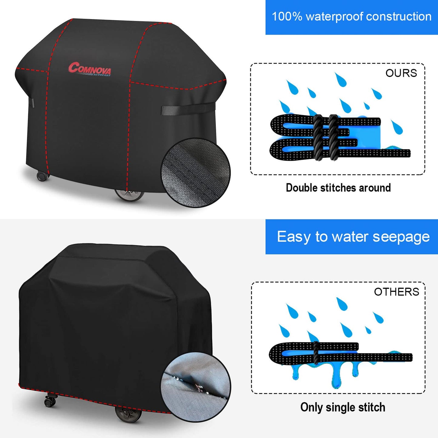 Comnova Grill Cover 51 Inch - 7139 BBQ Grill Cover for Weber Spirit II 300 and Spirit 300 Series Gas Grill Heavy Duty & Waterproof, Outdoor Barbecue Cover for Weber Spirit I & II E310, E330 and E315