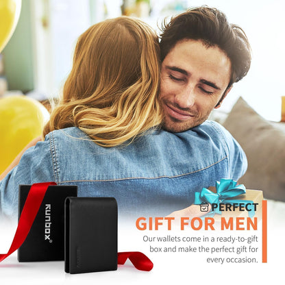 Genuine Leather Wallet for Men 12 Cards Mens Wallet Bifold Rfid Blocking with 2 ID Windows Card Holder Wallet with Gift Box