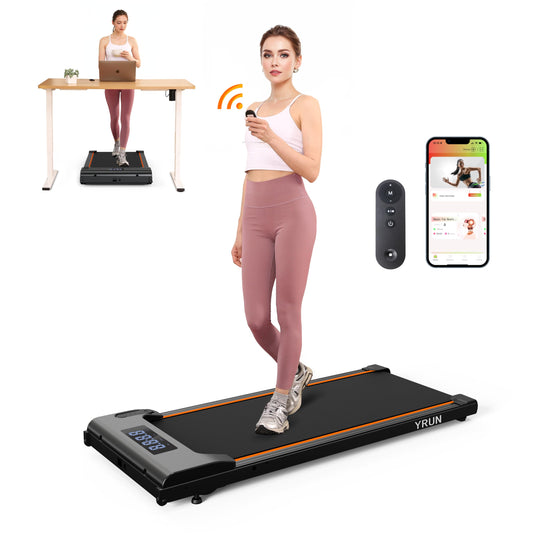 YRUN Walking Pad Under Desk Treadmill for Home and Office, Portable Small Treadmill 2.5HP Super Quiet Brushless Motorized Walking Jogging Running Machine with Remote Control