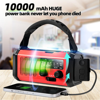 QAUYYW Emergency Weather Radio,37000mWh Portable NOAA/AM/FM Crank Radio, Reading Light, Solar Radio, SOS Emergency Flashlight, Multiple Power Sources,for Hurricanes and Emergencies