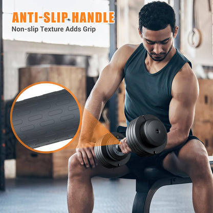 XDDIAS Adjustable Dumbbells set, 15LB to 55LB Dumbbell Sets of 2 for Home Gym equipment, 5 in 1 Free Weights with dumbbell set, Anti-Slip Handle for Full Body Workout Suitable Men/Women