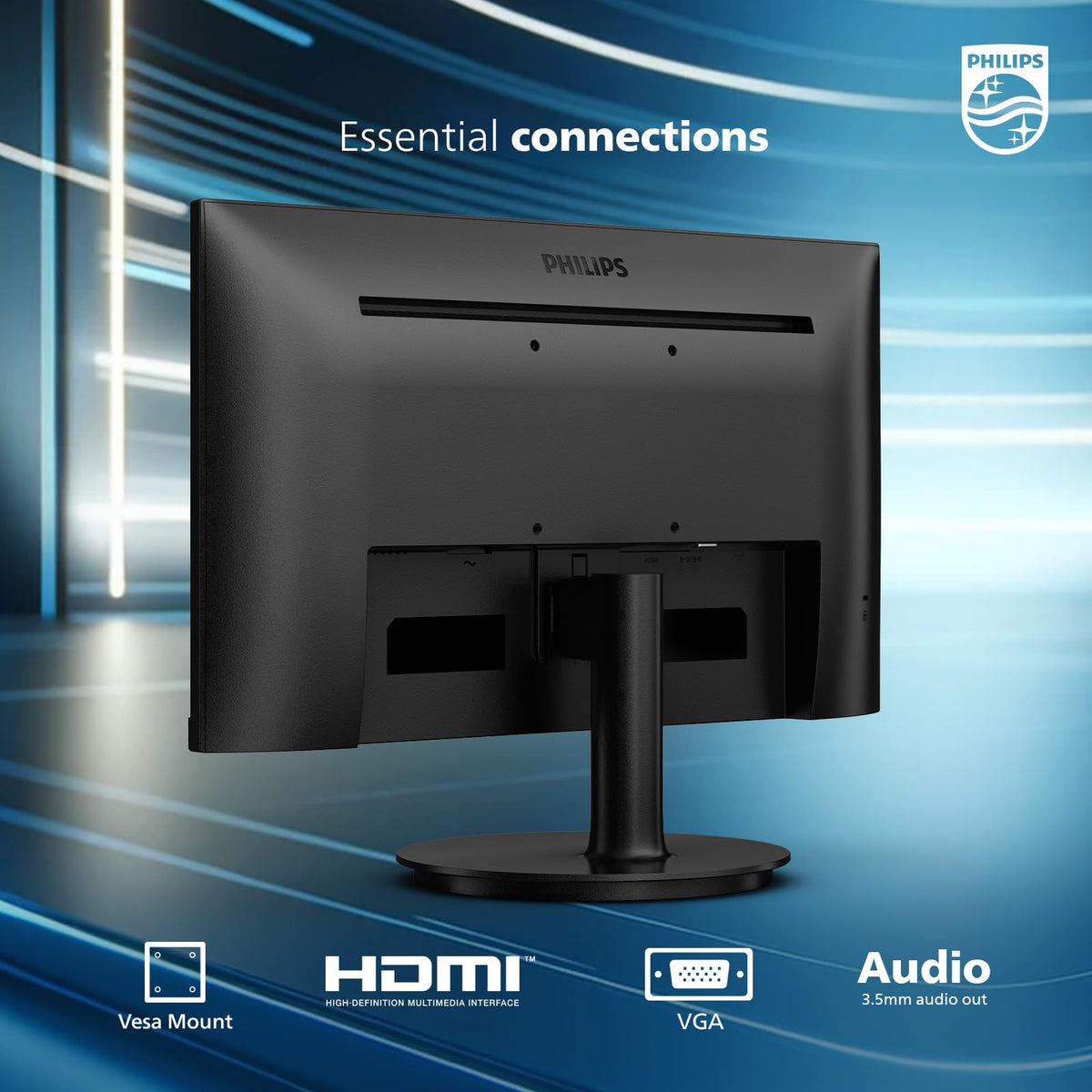 Philips New 27-inch Class Thin Full HD (1920 x 1080) 100Hz Monitor, VESA, HDMI x 1, VGA Port x1, Eye Care, 4 Year Advance Replacement Warranty, 271V8LB, Black