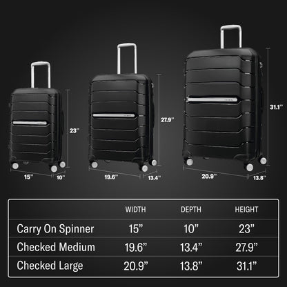Samsonite Freeform 28-Inch Large Luggage with Dual 360° Spinner Wheels - Checked Suitcase - TSA Lock, Airline-Approved - Lightweight Durable Polypropylene Expandable Hardshell - Light Grey