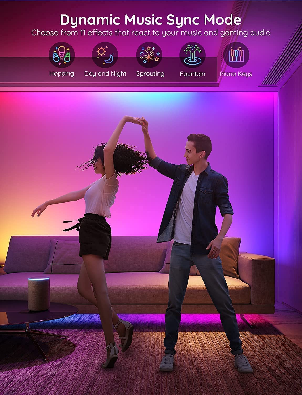 Govee 100ft RGBIC LED Strip Lights, Smart LED Lights Work with Alexa and Google Assistant, LED Lights for Bedroom WiFi App Control Segmented DIY Multiple Colors, Color Changing Light, NOT Waterproof