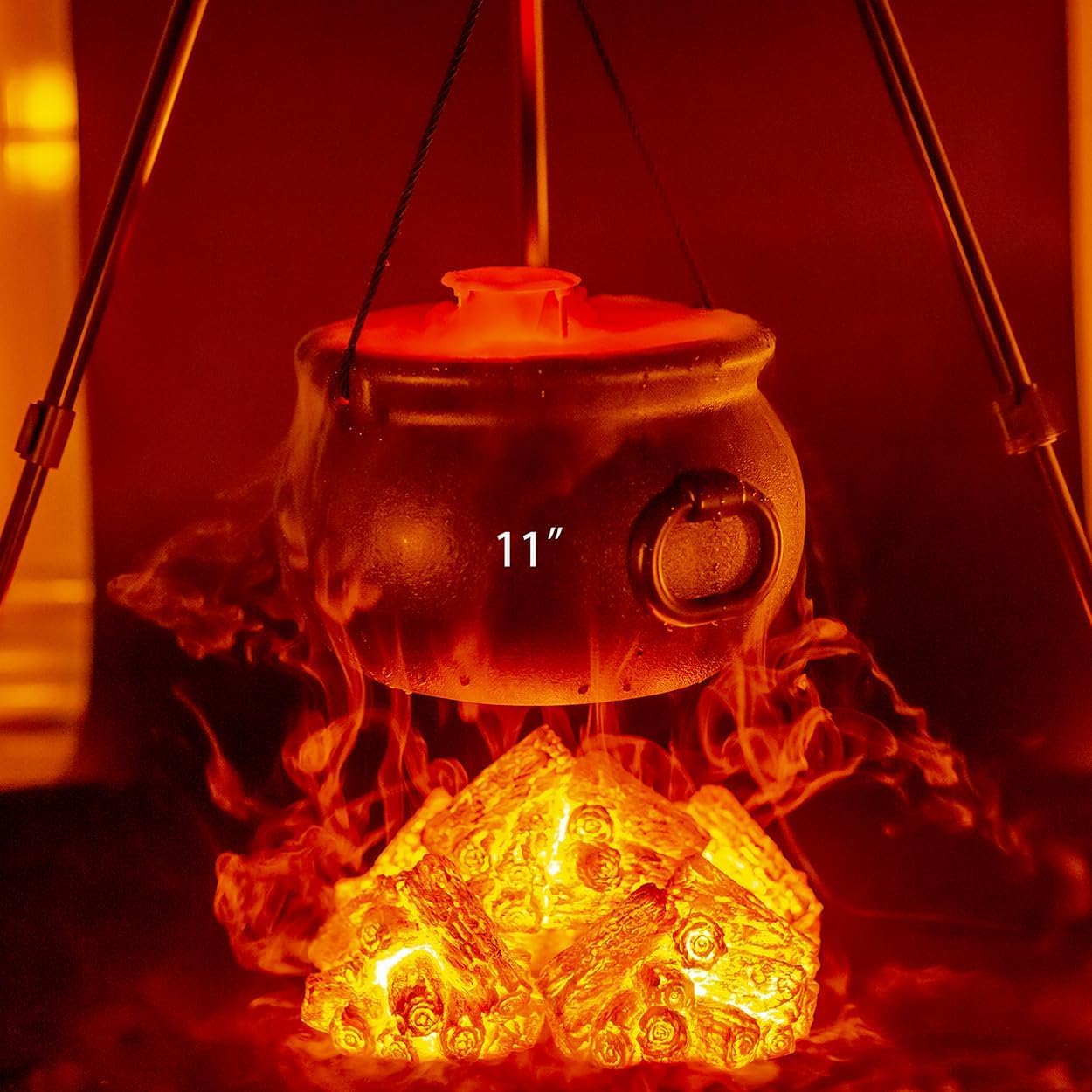 Glocamping 11" and 7.4” Package Large Easter Day, St. Patrick's Day, Halloween Black Plastic Witch Cauldron Kettle, Candy Holder, Party Favor Decoration