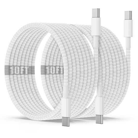 USB C to C Charging Cable 10ft, 60W Fast Type C to C Charger Cord Long for Apple iPhone 16/16 Pro Max/15 Plus/15 Pro Max, MacBook Pro 2021/2020/2019/2018,iPad 12.9/11 inch/Mini/Air 5/4,Samsung Galaxy