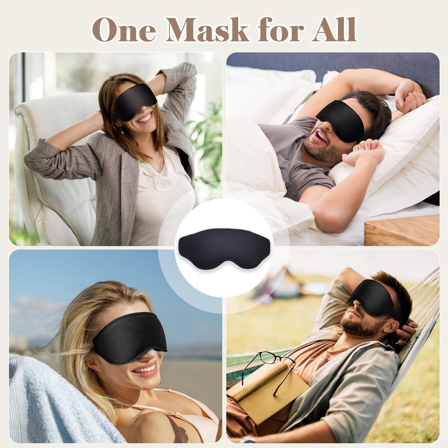 Fygrip 3D Eye Mask Sleep Mask for Men & Women, 100% Pressure-Free & Light Block-Out Eye Mask for Sleep with Easy Adjustable Strap, Night Eye Cover for Travel, Black