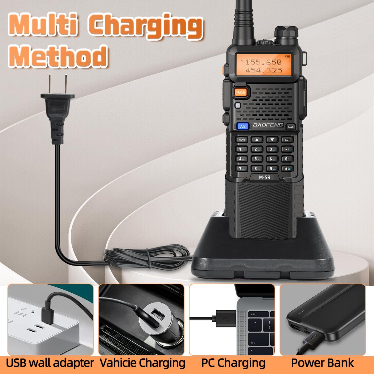 BAOFENG UV-5R Ham Radio Handheld Long Range 8w Upgrade UV5R Walkie Talkies M-5R 5RX Rechargeable 3800mAh Battery Multi Band Two Way Radio for Hunting Hiking,2 Pack (M-5R-4 Antenna)