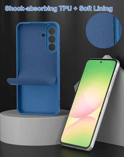 Foluu Silicone Case for Samsung Galaxy A56 5G, Liquid Gel Rubber Bumper Case with Soft Microfiber Lining Cushion Slim Hard Shell Shockproof Protective Cover for Samsung Galaxy A56 5G 2025 (Blue)