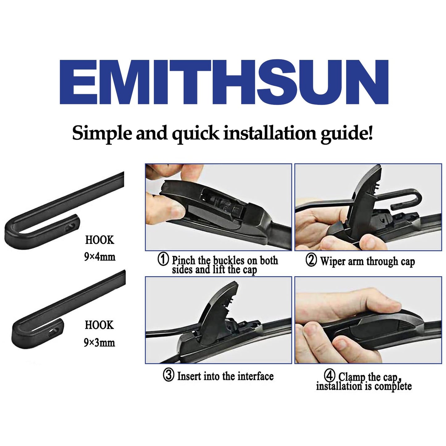 EMITHSUN OEM QUALITY 22" + 22" Premium All-Seasons Stable And Quiet Windshield Wiper Blades(Set of 2)