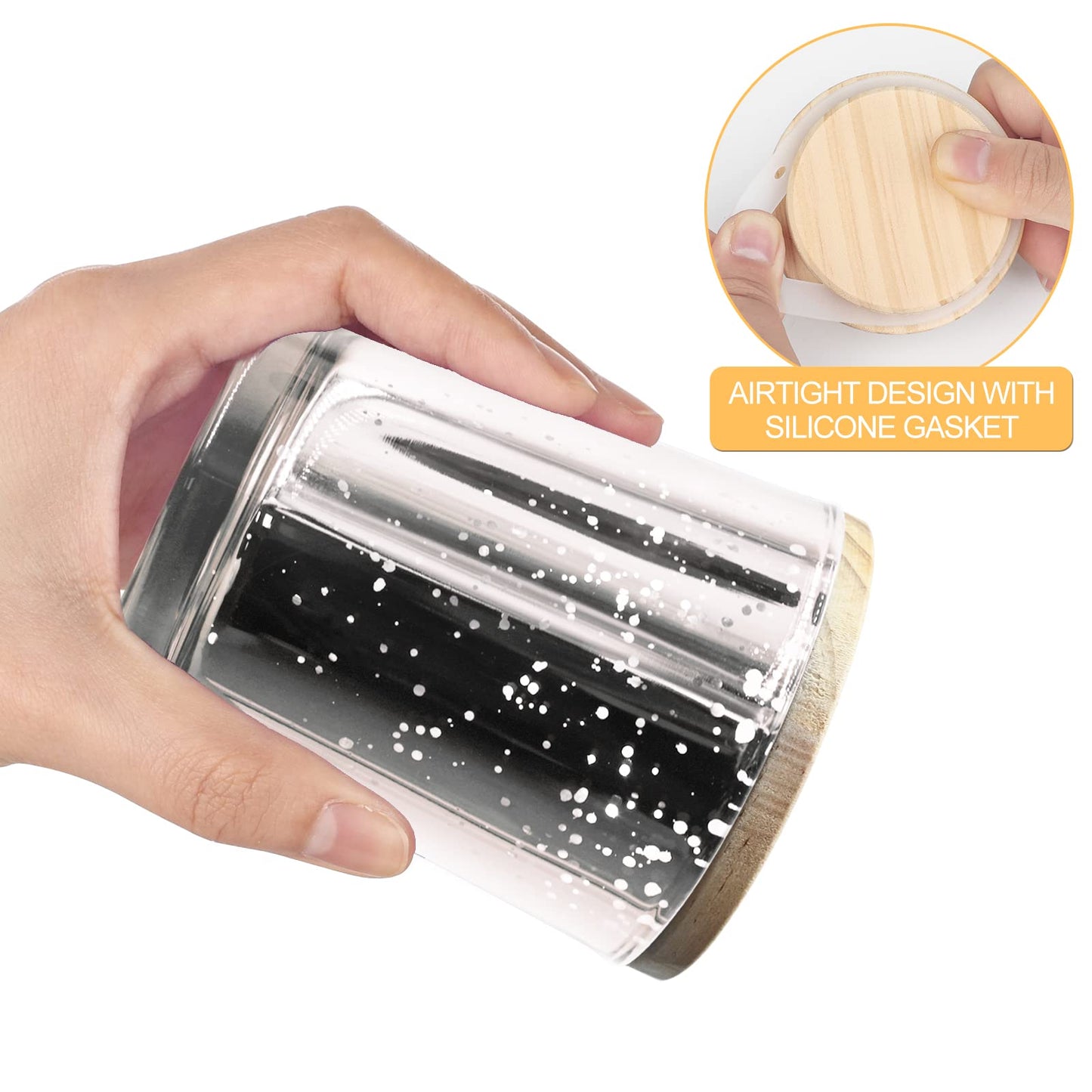 SHOWIN Thick Candle Jars for Making Candles 12 Pcs, 7 OZ Empty Jars with Wood Lids for Candle Making, Sample Container, Silver