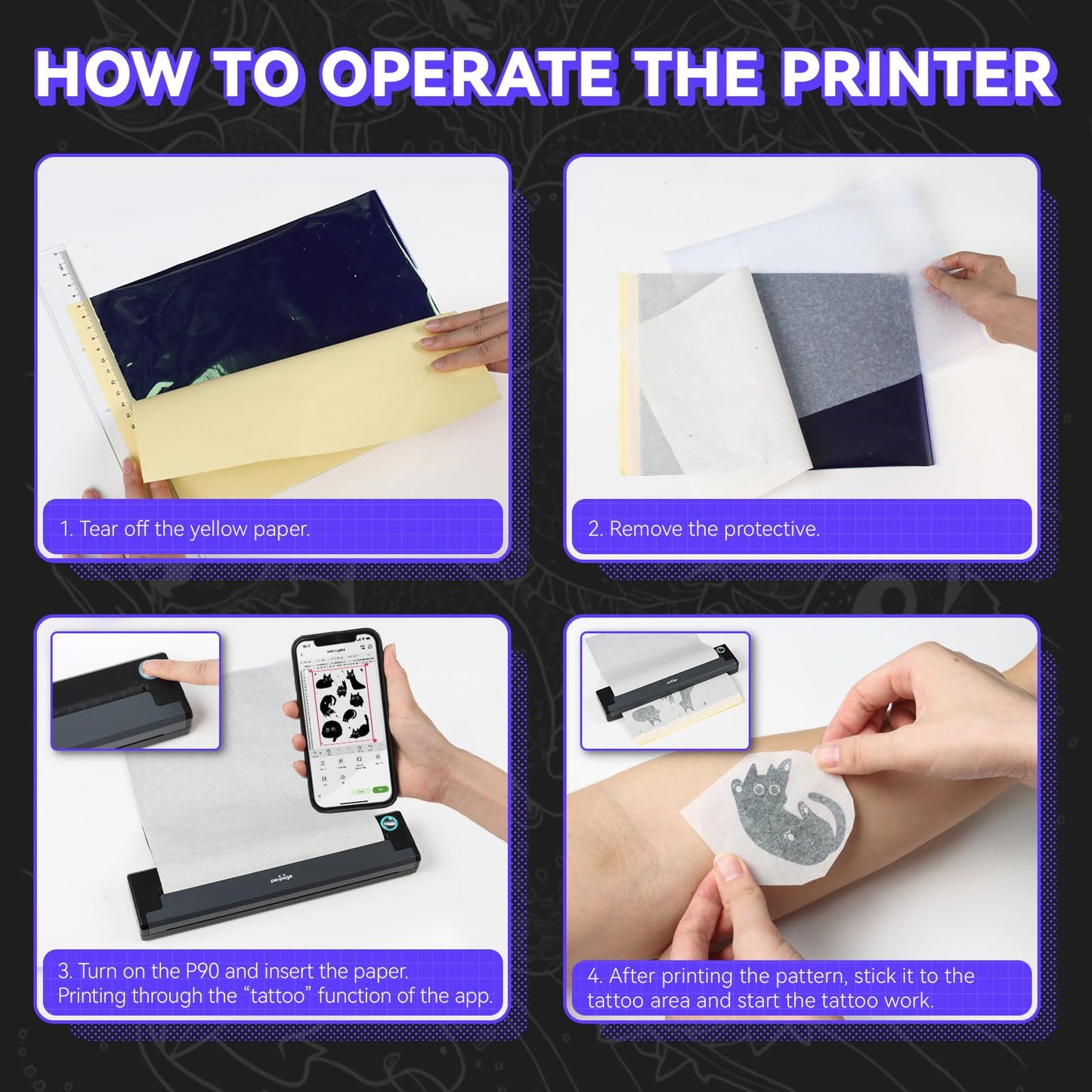 PeriPage Wireless Tattoo Stencil Printer - Professional & Beginner Friendly, Bluetooth & USB Connectivity, 5pcs Free Stencil Paper Included