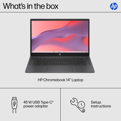 HP Chromebook 14 inch Laptop, HD Display, Intel Processor N100, 8 GB RAM, 128 GB UFS, Intel UHD Graphics, Chrome OS, Chalkboard Gray, 14a-nf0099nr