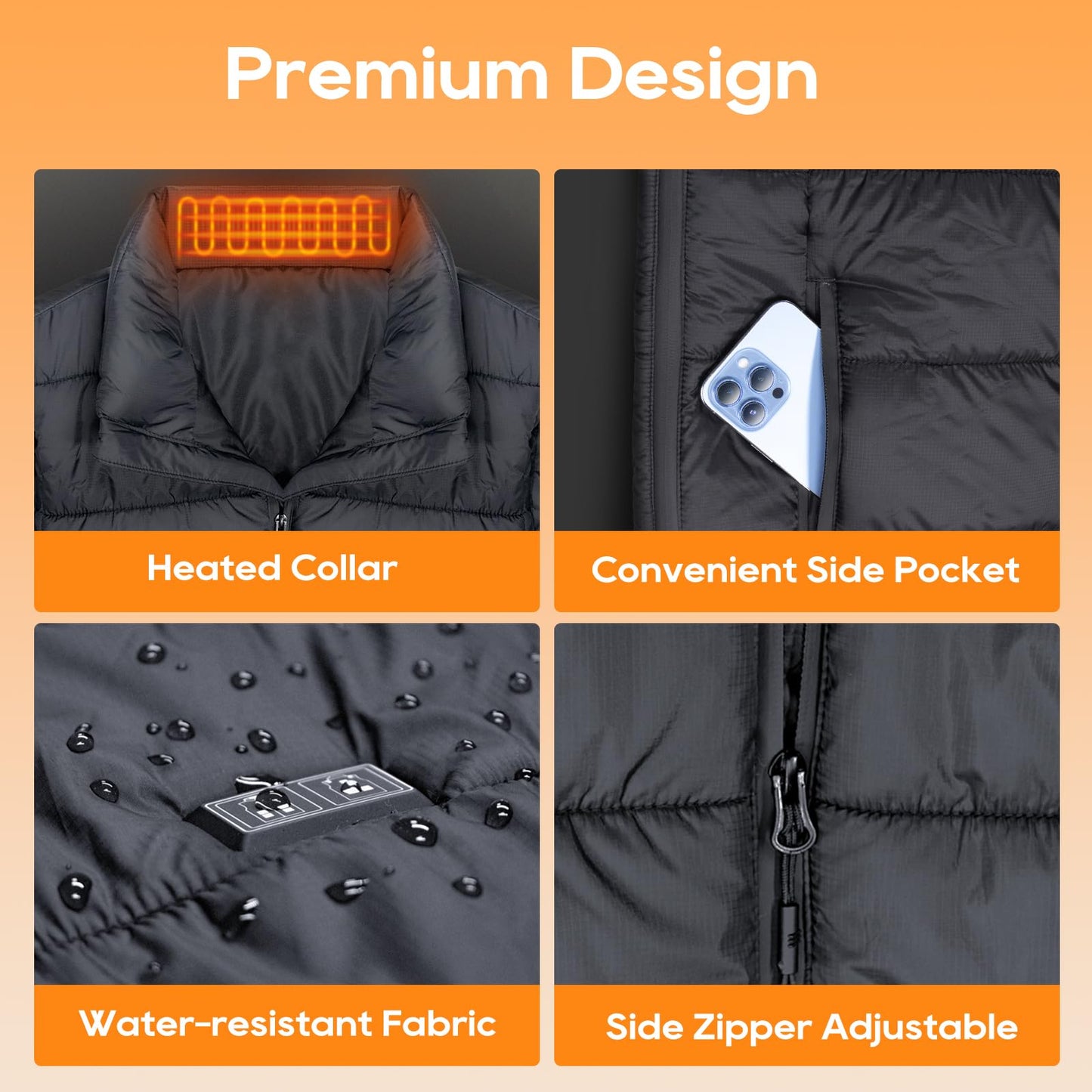 Weamest Heated Vest for Men Women with 16000mAh 7.4V Battery Pack Included, Size Adjustable Heated Vests for Winter