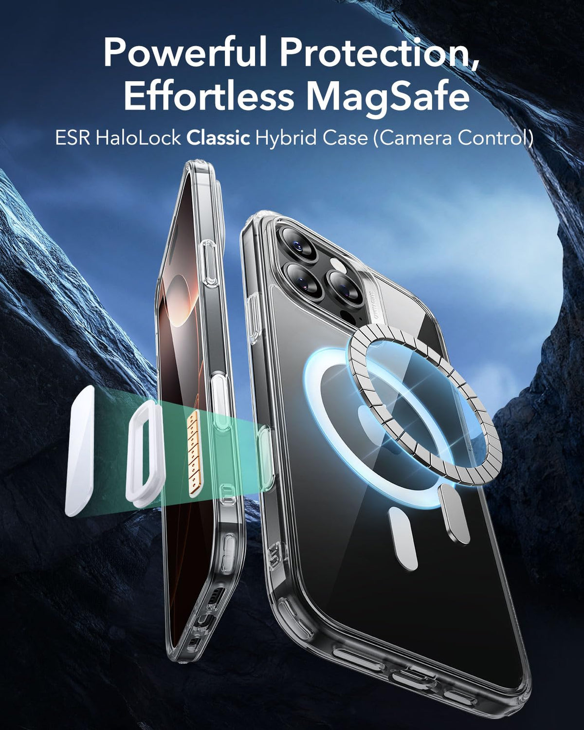 ESR for iPhone 16 Pro Case, Camera Control, Compatible with MagSafe, Shockproof Military-Grade Protection, Magnetic Phone Case for iPhone 16 Pro, Classic Hybrid Case (HaloLock), Clear