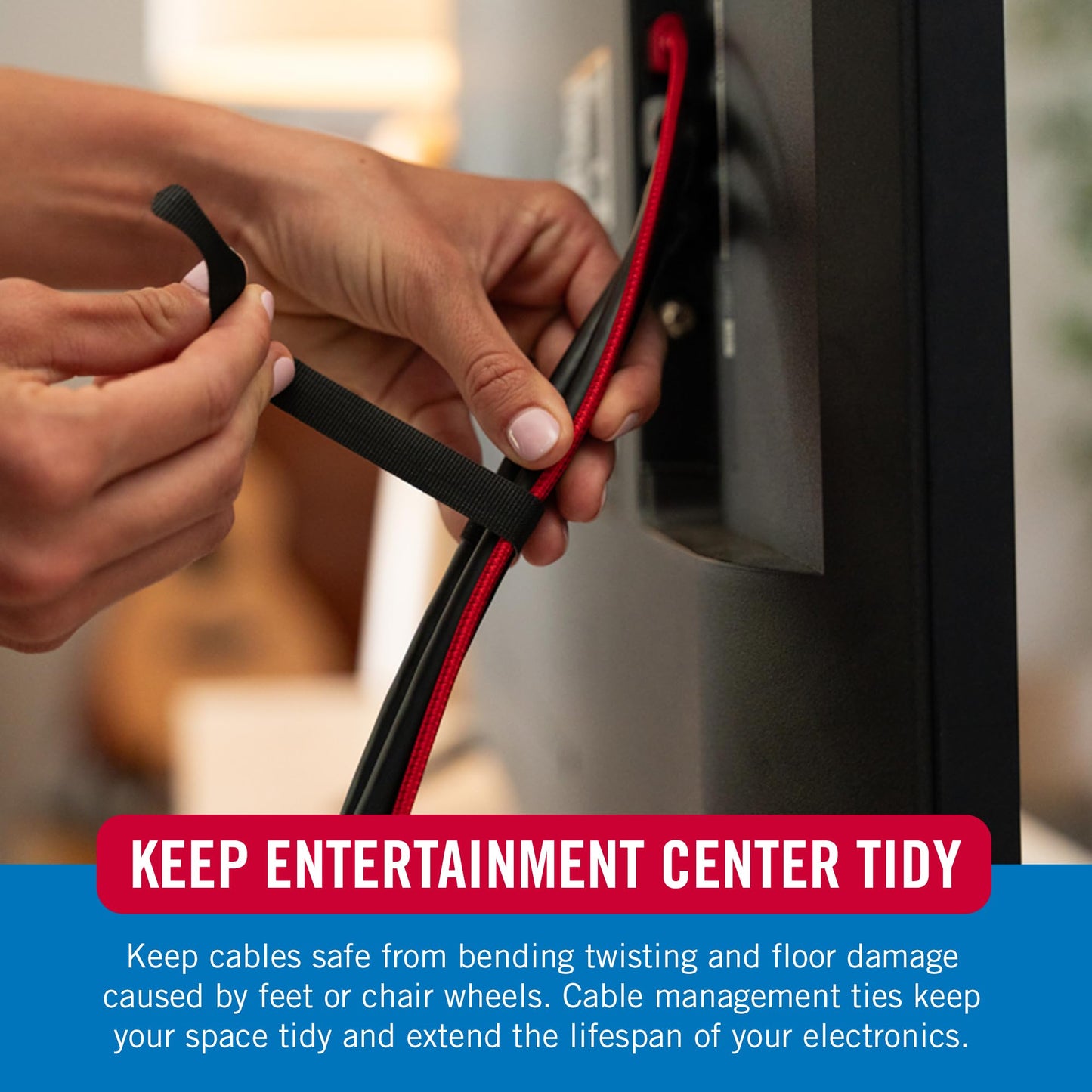 VELCRO Brand Reusable Cable Ties, 100 Pack 6 Inch Cable Management Ties, Cord Wraps for Electrical Cords, Black