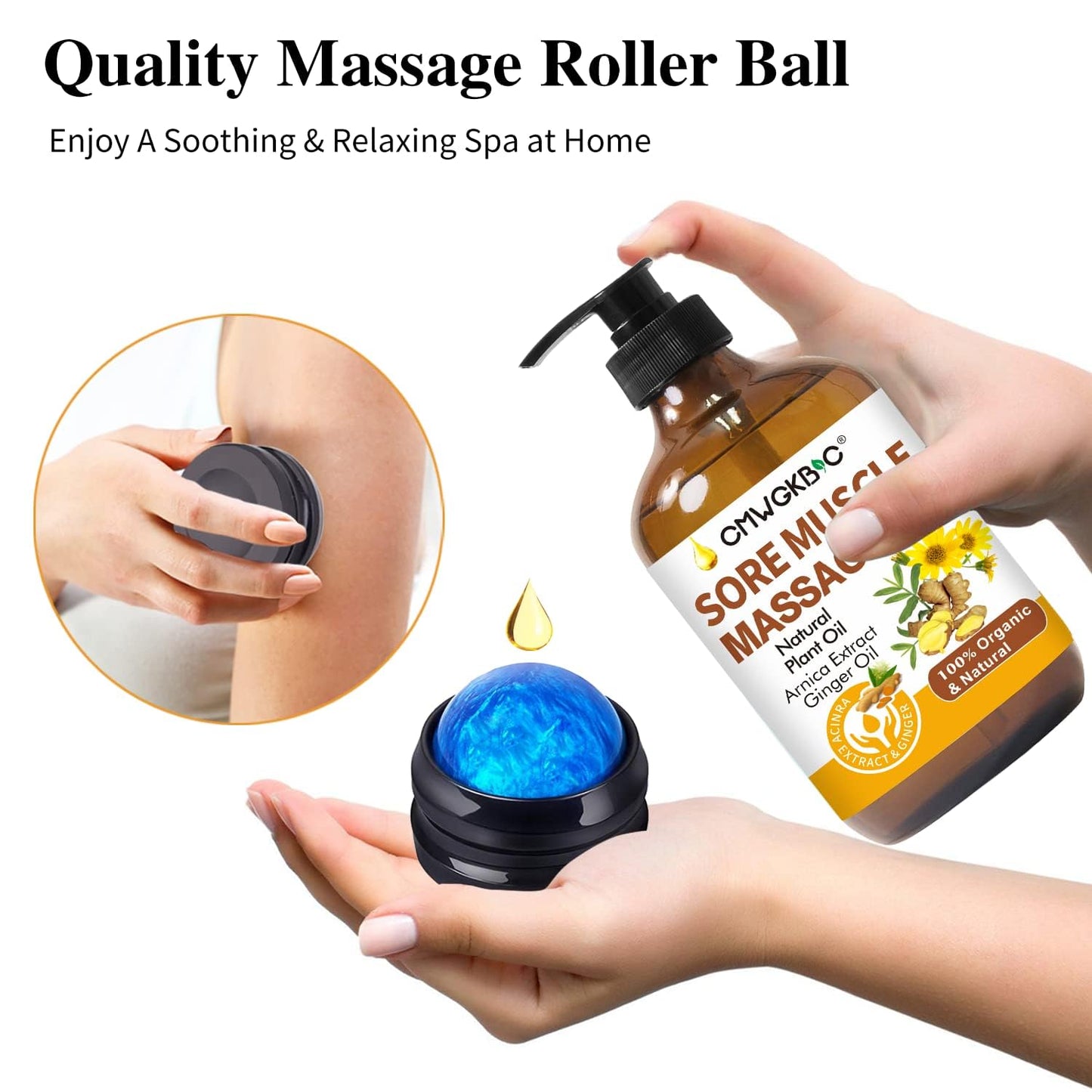 Valentines Day Gifts for Him Her,Gift for Women Men,Massage Oil for Massage Therapy,Lymphatic Drainage-Ginger Oil Sore Muscle Arnica Oil &Lavender Oil Relaxing Massage Oils for Date Night,Massage Ball