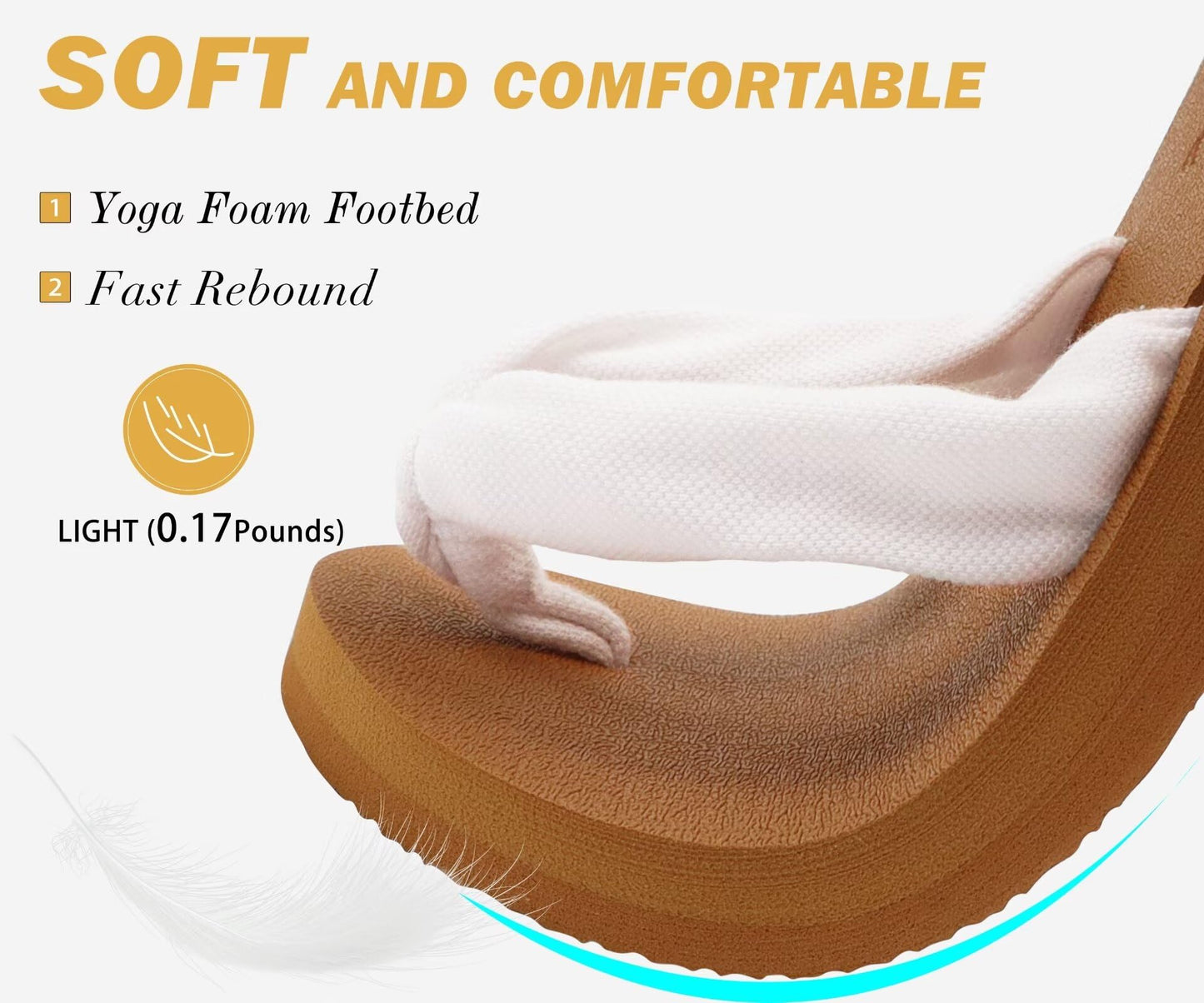 KuaiLu Flip Flops Women Arch Support Yoga Mat Comfortable Summer Beach Walking Thong Cushion Sandals Slip on Outfits Travel Essentials Orthotic Slides Indoor Outdoor Slippers Shoes White Khaki Size 8