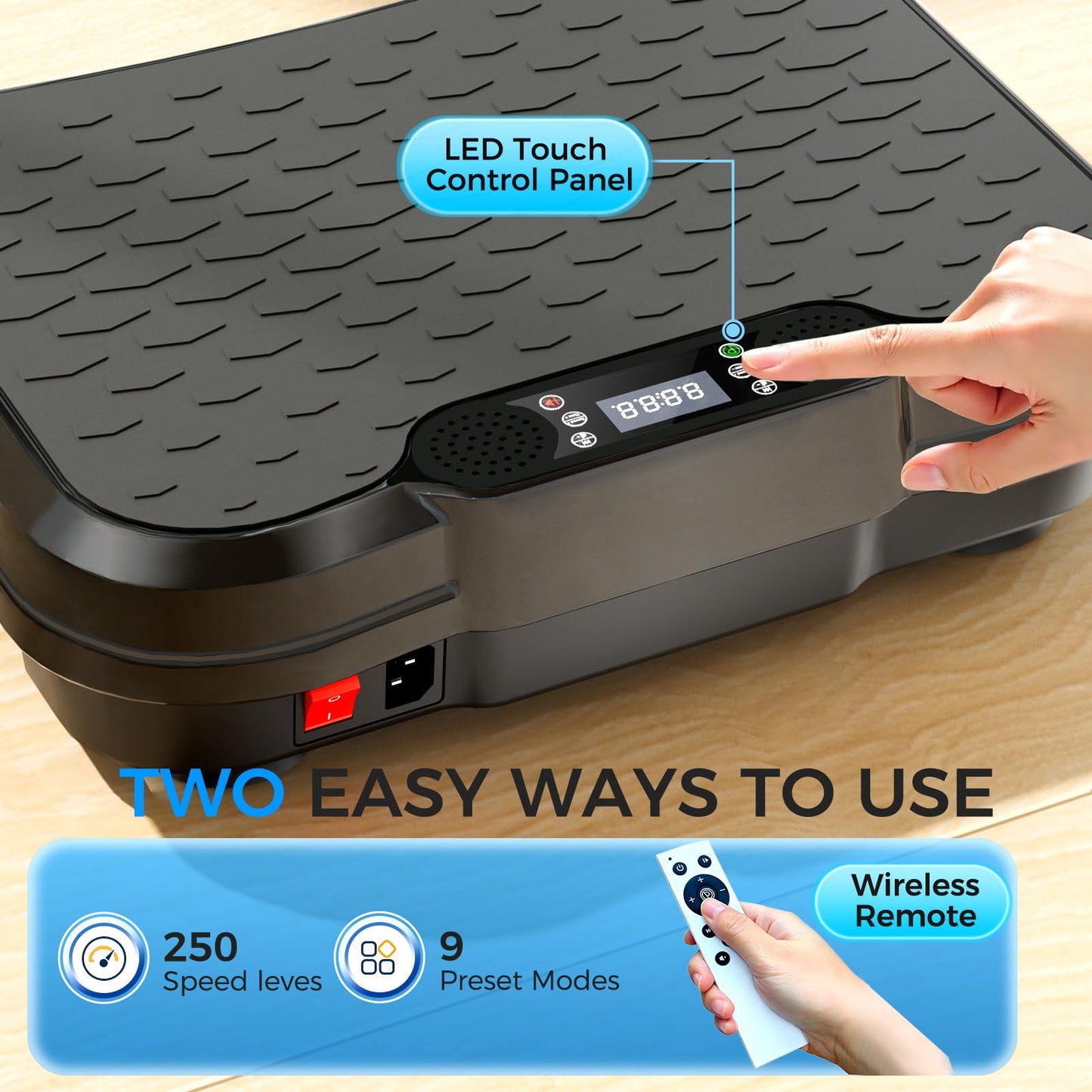 Vibration Plate Exercise Machine,Vibration Plate for Lymphatic Drainage Power Vibration Plate Machine Support 450 Lbs 250 Adjustable Speeds,Vibrating Plate Shake Plate Weight Loss