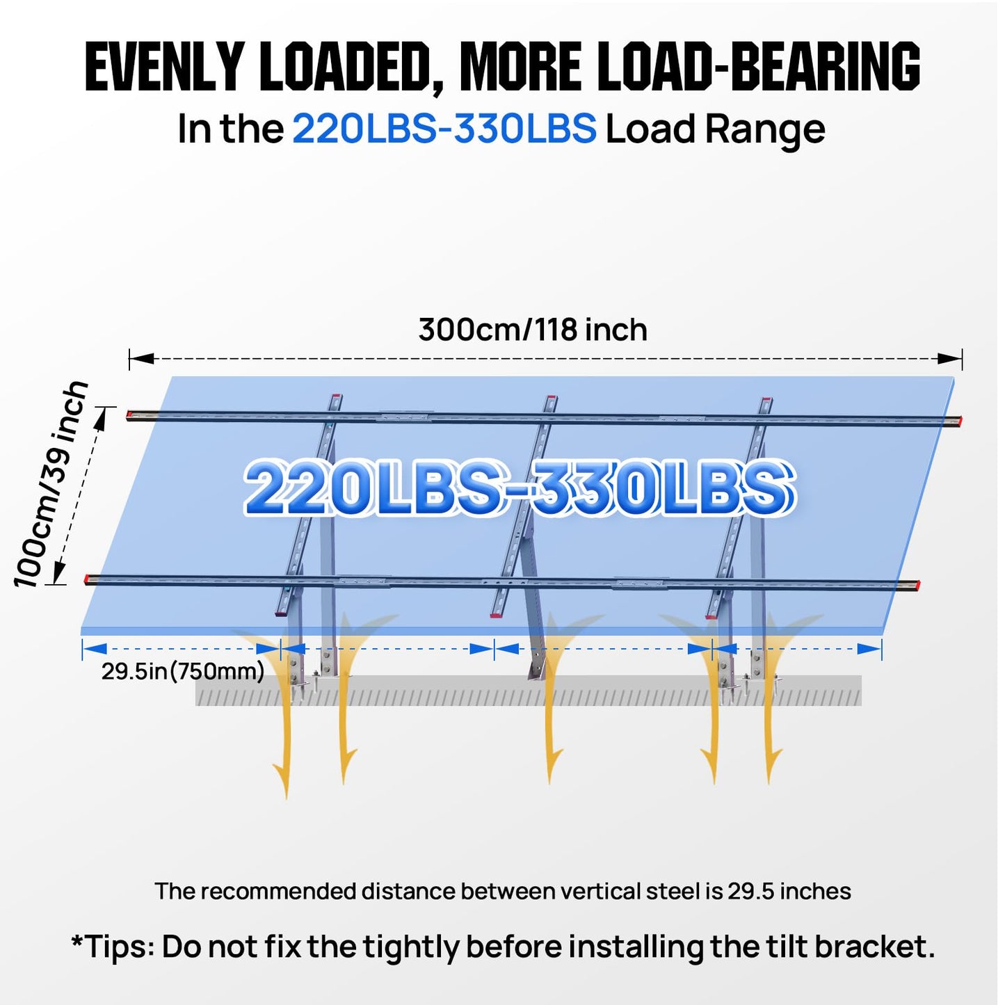 ECO-WORTHY Upgraded Solar Ground Mount Adjustable Multi-Pieces Solar Panel Mounting Brackets Kit System for 4pcs 200W/3pcs 300W/2pcs 400W Solar Panels for Ground,Open Space, Cabins and Backyard Sheds