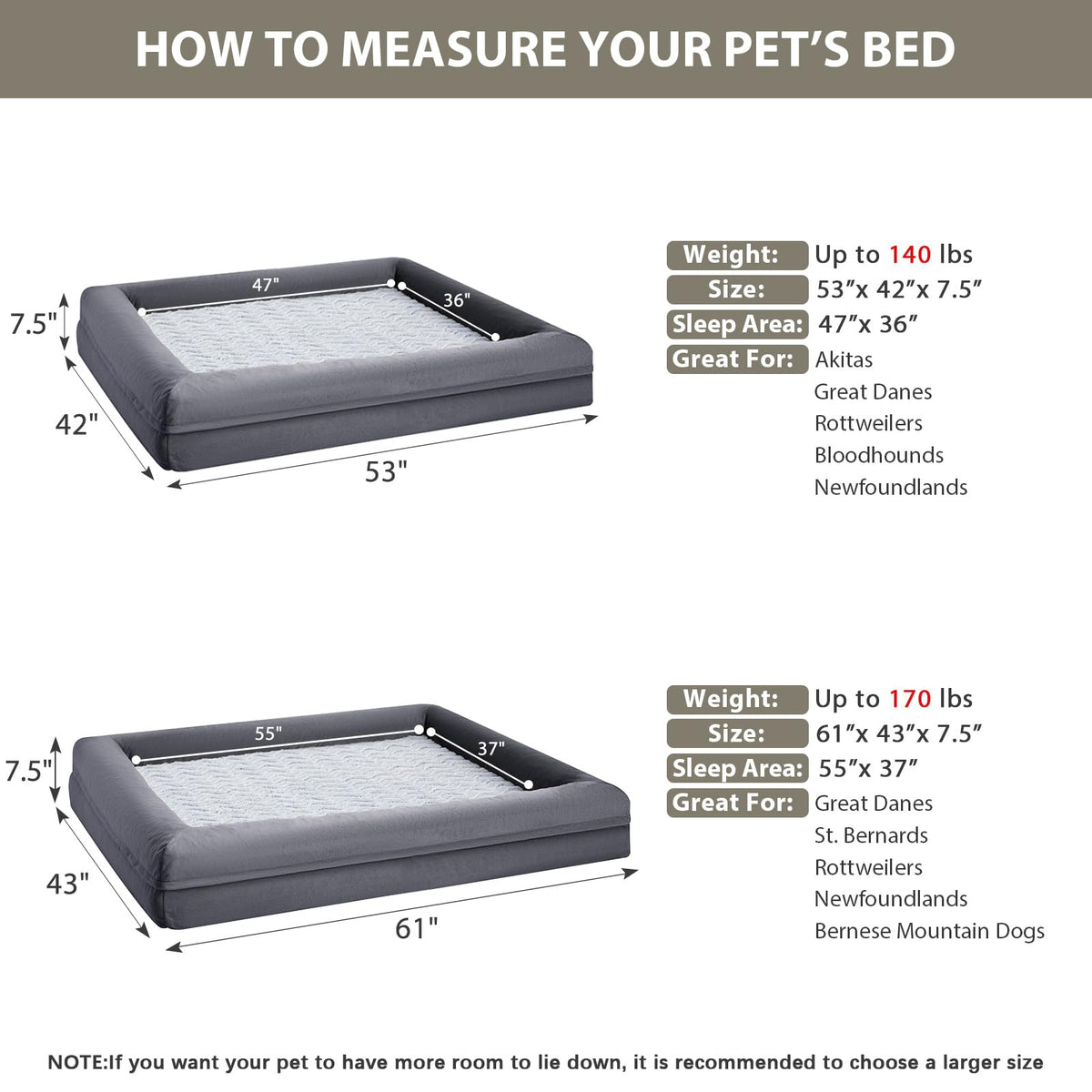 WNPETHOME Washable Extra Large Dog Bed, XXXXL Dog Couch, Orthopedic Pet Sofa Bed with Removable & Waterproof Cover, Giant Pet Couch with Sides