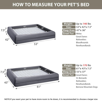 WNPETHOME Washable Extra Large Dog Bed, XXXXL Dog Couch, Orthopedic Pet Sofa Bed with Removable & Waterproof Cover, Giant Pet Couch with Sides