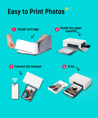Liene M100 4x6'' Photo Printer, Phone Printer 100 Sheets & 3 Cartridges, Full-Color Photo, Portable Instant Photo Printer for iPhone Android, Thermal Dye Sublimation, Wi-Fi Picture Printer 100 Papers
