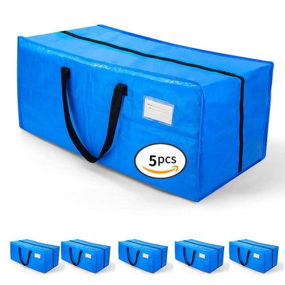 AlexHome Heavy Duty,Extra Large Packing Bags for Moving,Reusable Plastic Moving Totes,Clothes Storage Containers,Moving Supplies Bins,Compatible with Ikea Frakta Cart (Blue,Set of 5)