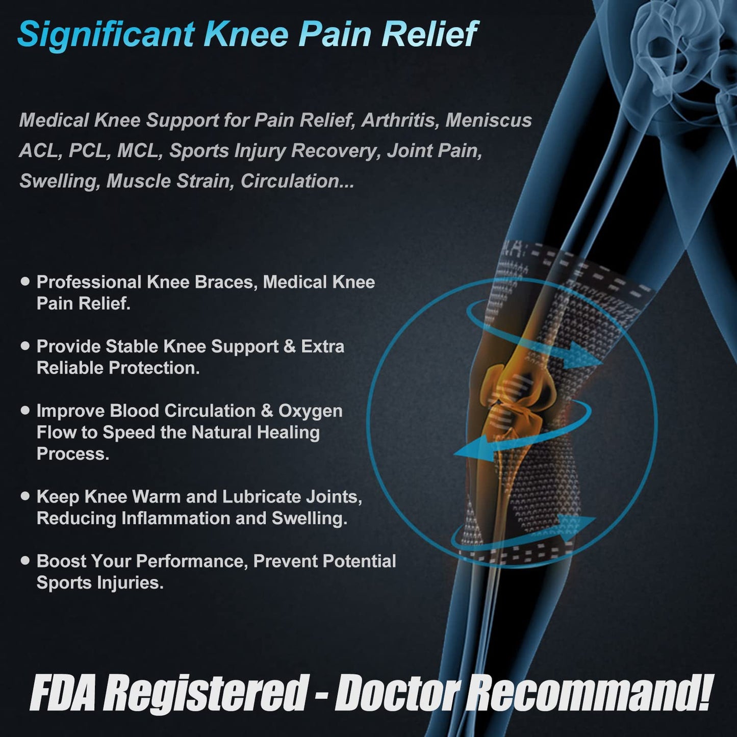 NEENCA 2 Pack Knee Braces for Knee Pain, Compression Knee Sleeves with Patella Gel Pad & Side Stabilizers, Knee Support for Meniscus Tear, Arthritis, Joint Pain, ACL, Runner, Workout- FSA/HSA APPROVED