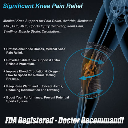 NEENCA 2 Pack Knee Braces for Knee Pain, Compression Knee Sleeves with Patella Gel Pad & Side Stabilizers, Knee Support for Meniscus Tear, Arthritis, Joint Pain, ACL, Runner, Workout- FSA/HSA APPROVED