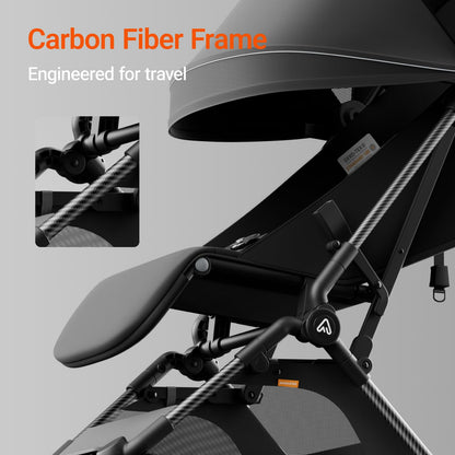 MAMAZING Lightweight Baby Travel Stroller with Carbon Fiber Frame, Compact & Airplane-Friendly, One-Handed Folding Design, 11.6 lbs, Perfect for Toddlers, Jet