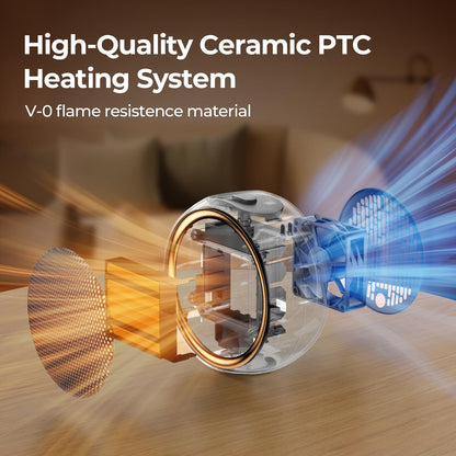 ASNUG Space Heater, Portable Electric PTC Ceramic Heaters for Indoor Use, 2S Efficient Heating, Tip-Over & Overheat Protection, Quiet Small Mini Desk Heater for Bathroom Home Office Bedroom