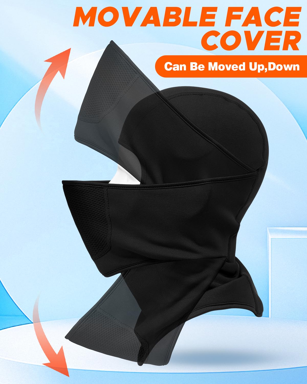 Balaclava Face Ski Mask with Movable Deisgn for Men Women-Fleece Winter Face Covering for Cold Weather Skiing Outdoor Work Black
