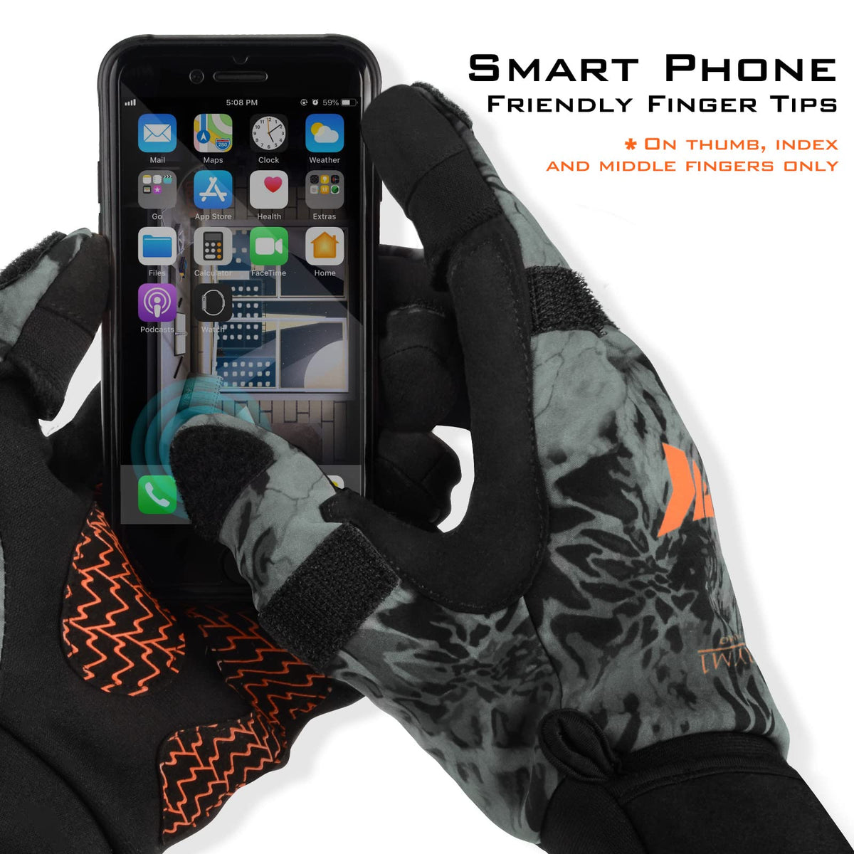 KastKing Mountain Mist Cold Weather Gloves - Ideal for Ice Fishing, Photography, or Hunting (Blackout, Large)