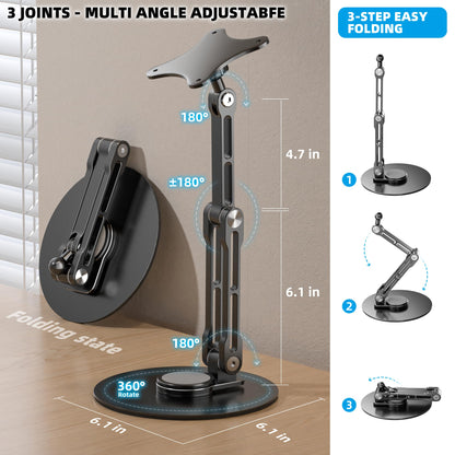 WEARSON 75mm VESA Mount Monitor Stand - Foldable Small Monitor Stand for 10" 13" 15.6" 16" 17" 17.3" inch Portable Monitor Stand Lay Flat support VESA 75*75mm (Black)