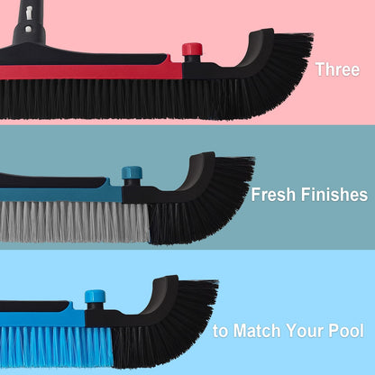 Poolvio 22" Extra-Wide Pool Brush Head, Heavy-Duty Pool Scrubber Brush with Detachable Corner Brush & Strong Nylon Bristles for Walls & Floors in Above-Ground and Inground Pools (Red)