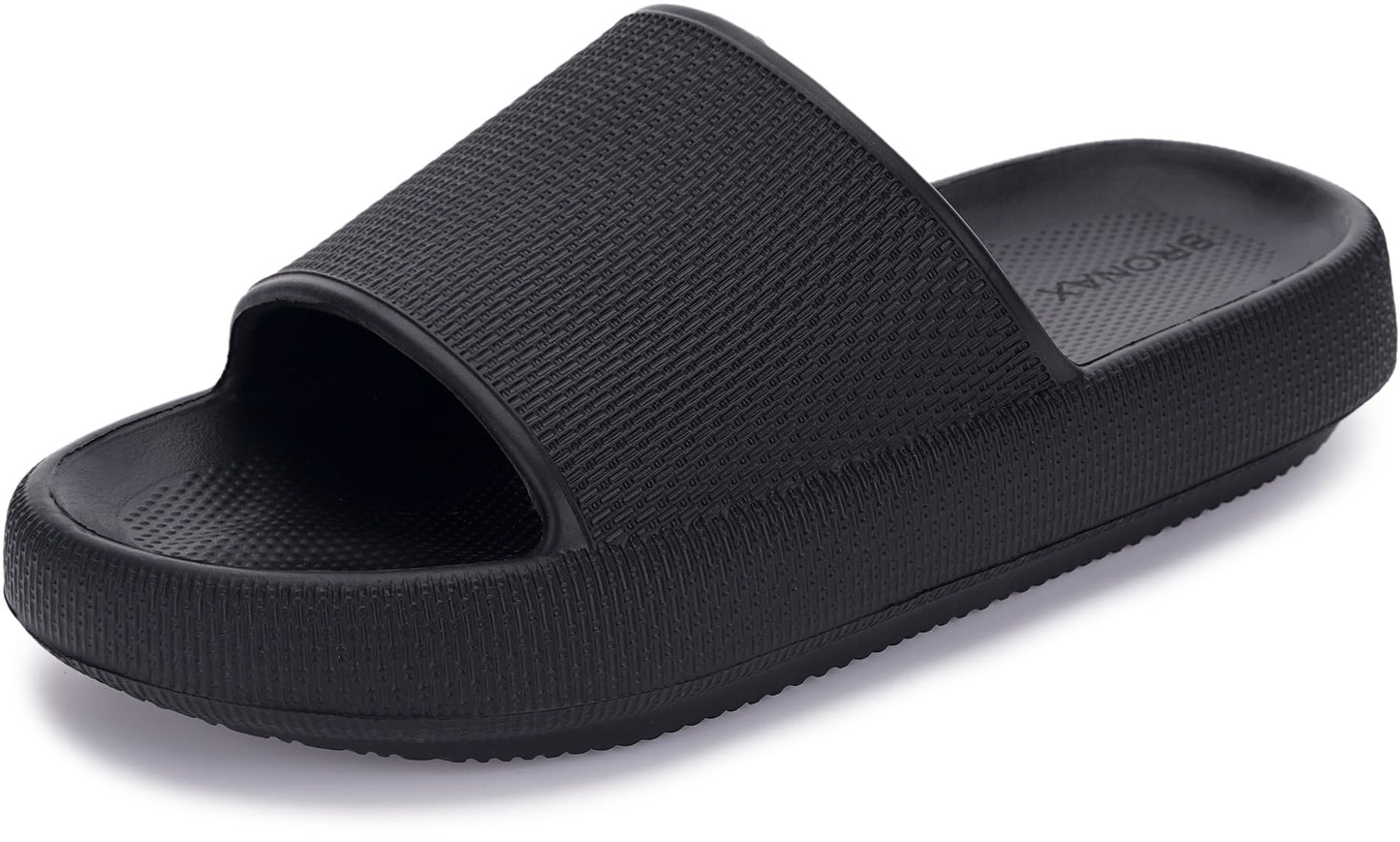 BRONAX Pillow Slippers for Women and Men | House Slides Shower Sandals | Cushioned Thick Sole 44-45 Black