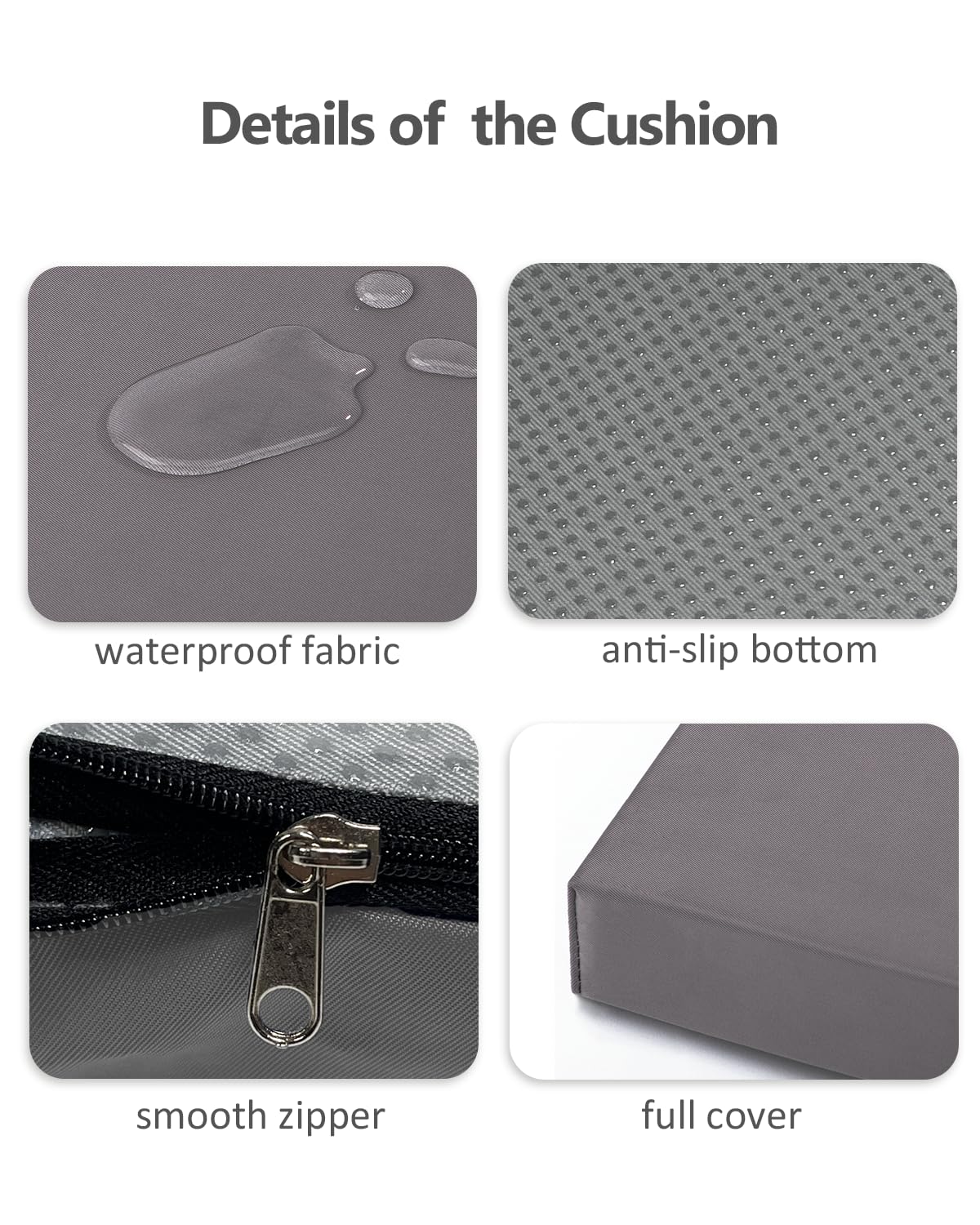 Navenwelle 48x18x3“ Outdoor Bench Cushion, Strengthen Waterproof Seat Cushions, High-Density Bench Pad with Anti-Slip Bottom, Outdoor Cushion for Patio Garden Swing Furniture (Grey)