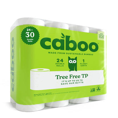 Caboo Tree Free Toilet Paper, Septic Safe Toilet Tissue, Chemical Free, Non Toxic, 2 Ply Bathroom Toilet Paper | Pack of 24 Double Rolls, 300 Sheets Per Roll
