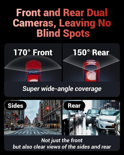OVAMAN K600 4k Dash Cam Front and Rear, 3.59" IPS Screen, Built-in GPS 5G WiFi Dash Camera for Cars with App, UHD 2160P Night Vision Free 32G SD Card, 170° Wide Angle, HDR, 24H Parking Mode