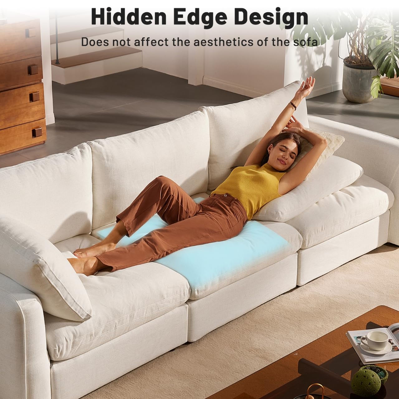 Foamagic Couch Cushion Support, Sofa Cushion Support for Sagging Couch Seat, 20x20x3.15in, Couch Replacement Insert, High Density Foam Furniture Seat Sagging Repair, Trapezoid 40D, Blue Set of 3