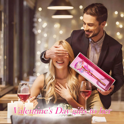 Valentines Day Rose Gifts for Her, Birthday Gifts for Women Mom Galaxy Rose Glass Forever Flowers with Heart-Shaped Base Eternal Crystal Roses Valentine Gifts for Grandma Wife Sister Girlfriend