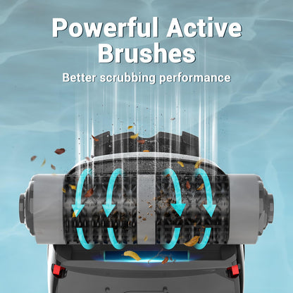 Gosvor Pivot Cordless Robotic Cleaner,Wall Climbing,Extended Battery Life,Self-Parking,Automatic Pool Vacuum for Inground Pools up to 1,100 Sq.ft,Gray