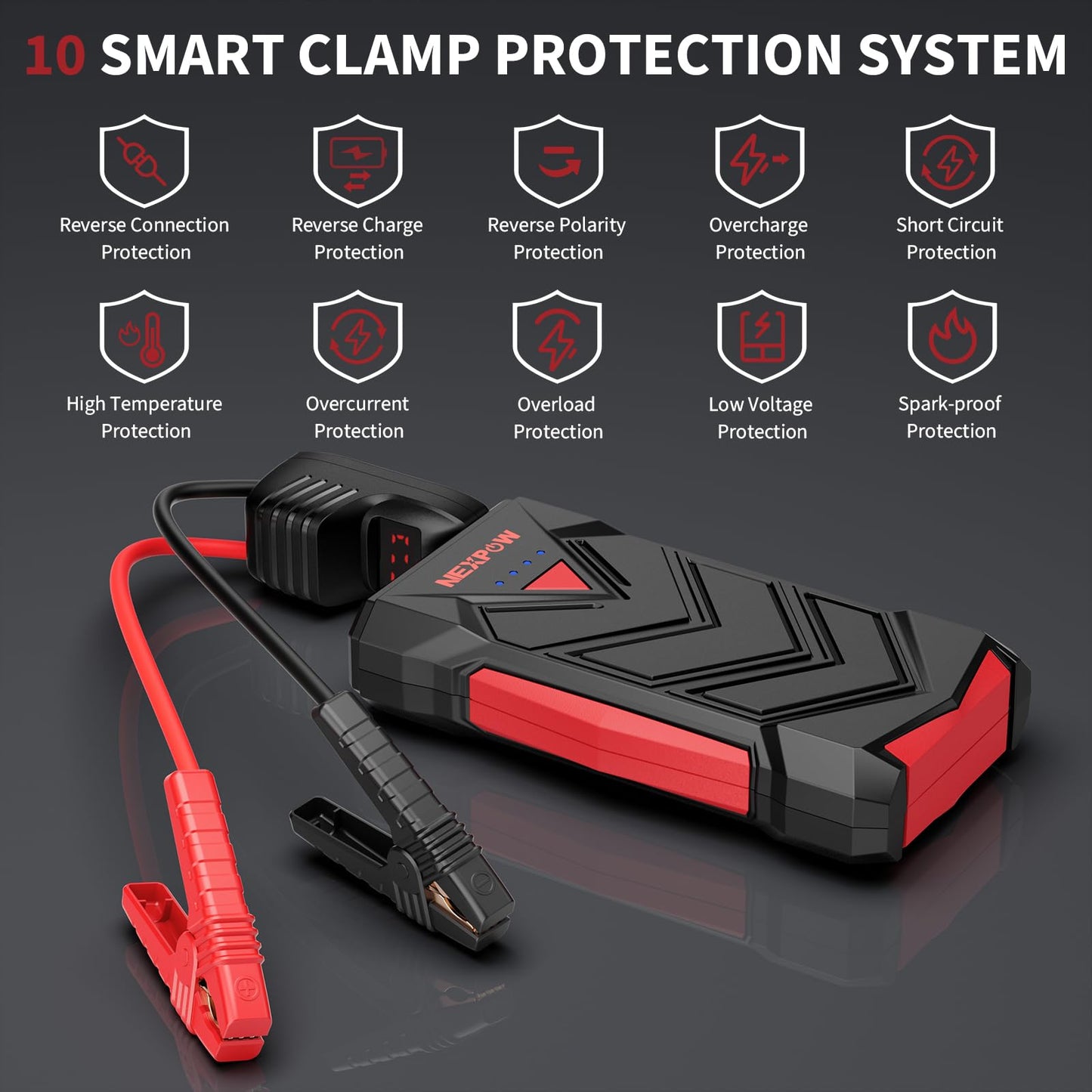 NEXPOW Battery Jumper Starter Portable,12V Car Battery Jump Starter Power Pack with USB Quick Charge (Up to 7L Gas or 5.5L Diesel Engine) Jump Box with Built-in LED Light