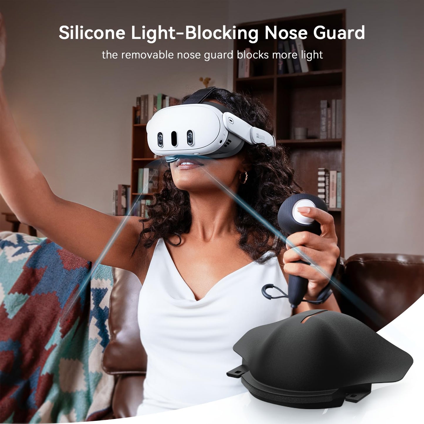 AMVR Face Cover Pad Facial Interface Compatible with Meta/Oculus Quest 3 Accessories, with Soft PU Face Cushion Pad Replacement and Breathable Ice Silk Cotton, NOT Compatible with Meta Quest 3S