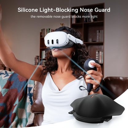 AMVR Face Cover Pad Facial Interface Compatible with Meta/Oculus Quest 3 Accessories, with Soft PU Face Cushion Pad Replacement and Breathable Ice Silk Cotton, NOT Compatible with Meta Quest 3S