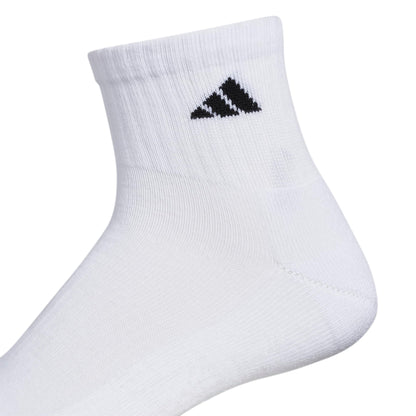 adidas 6-Pack, Athletic Cushioned Quarter Ankle Socks for Men with Arch Support, White/Black, Large